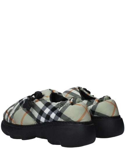 Burberry Green Fabric Slip-On Loafers