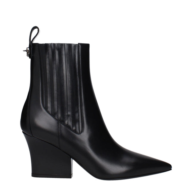 Valentino Garavani Black Leather Ankle Boots