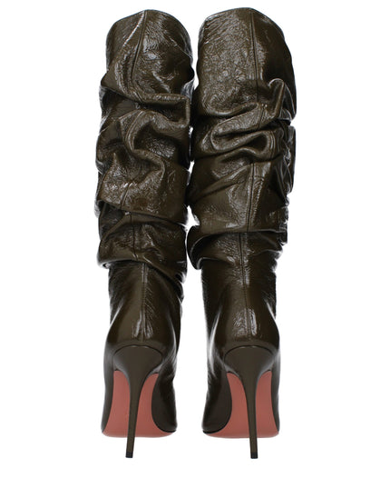 Amina Muaddi Green Leather Boots