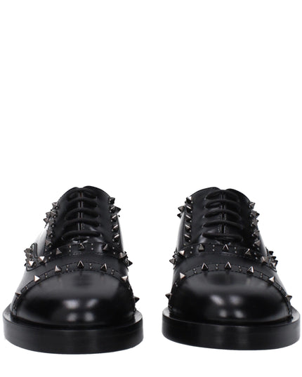 Valentino Garavani Black Leather Oxfords And Derbies
