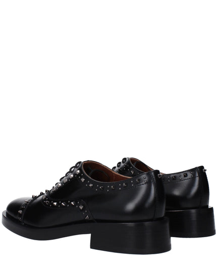 Valentino Garavani Black Leather Oxfords And Derbies