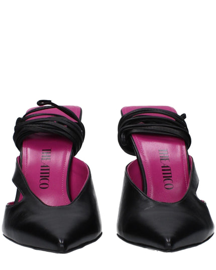 The Attico Black Leather Stiletto Heel Sandals