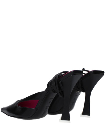 The Attico Black Leather Stiletto Heel Sandals