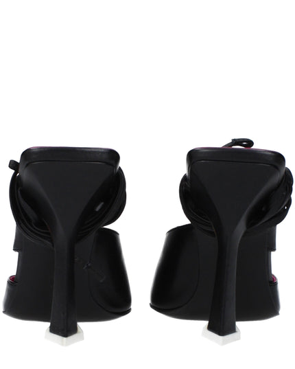 The Attico Black Leather Stiletto Heel Sandals