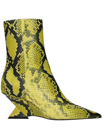 The Attico Yellow Leather Ankle Boots