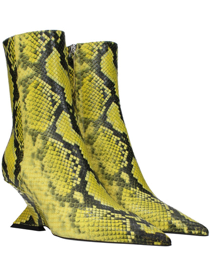 The Attico Yellow Leather Ankle Boots