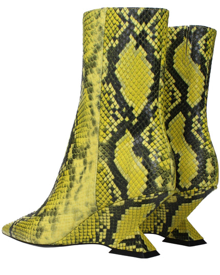 The Attico Yellow Leather Ankle Boots