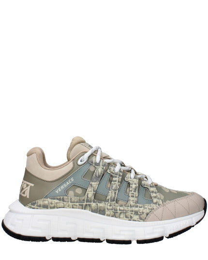 Versace Green Fabric Low Top Sneakers