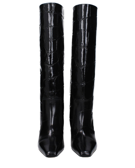 Paris Texas Black Leather High Heel Boots