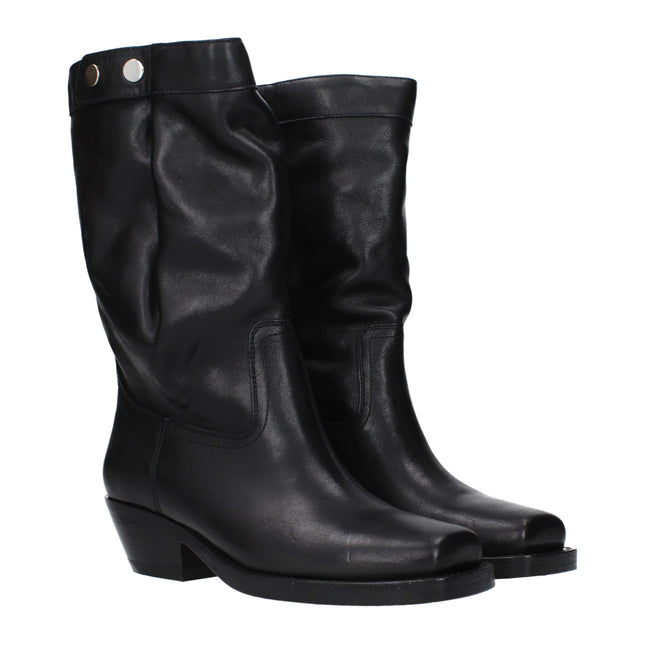 Isabel Marant Black Leather Ankle Boots
