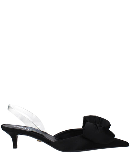 Versace Black Satin Flat Sandals