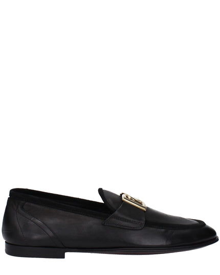 Dolce & Gabbana Black Leather Slip-On Loafers