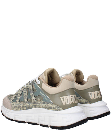 Versace Green Fabric Low Top Sneakers