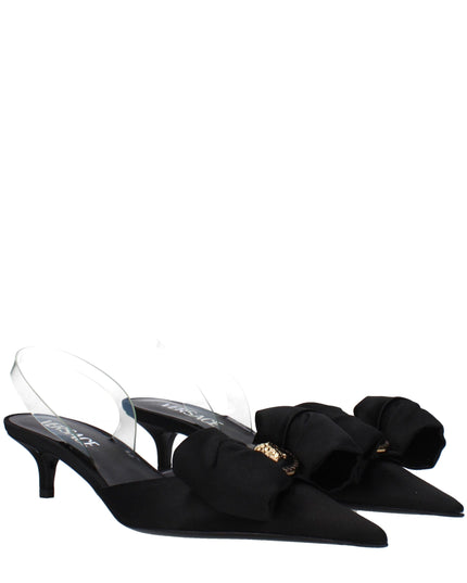 Versace Black Satin Flat Sandals