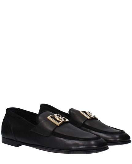 Dolce & Gabbana Black Leather Slip-On Loafers