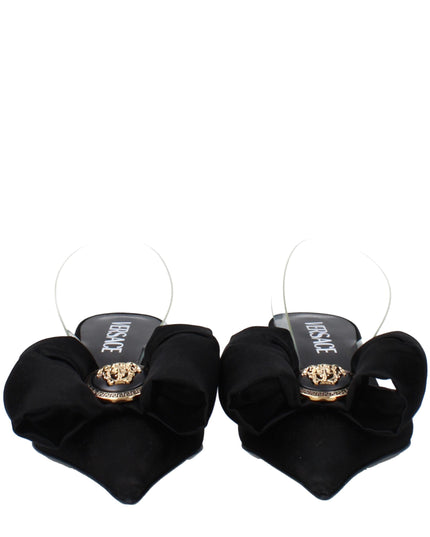 Versace Black Satin Flat Sandals