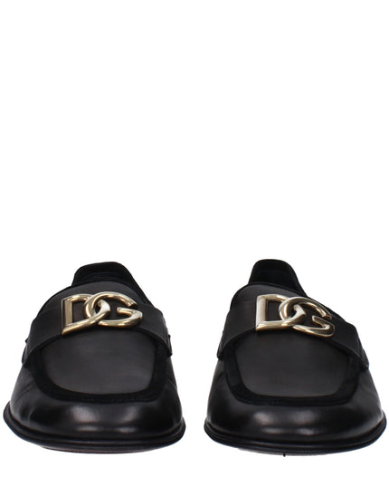 Dolce & Gabbana Black Leather Slip-On Loafers
