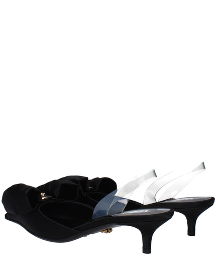 Versace Black Satin Flat Sandals