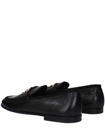 Dolce & Gabbana Black Leather Slip-On Loafers