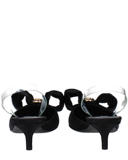 Versace Black Satin Flat Sandals