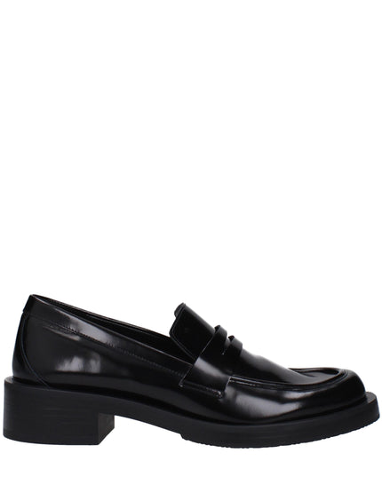 Stuart Weitzman Black Leather Slip-On Loafers