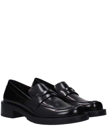 Stuart Weitzman Black Leather Slip-On Loafers
