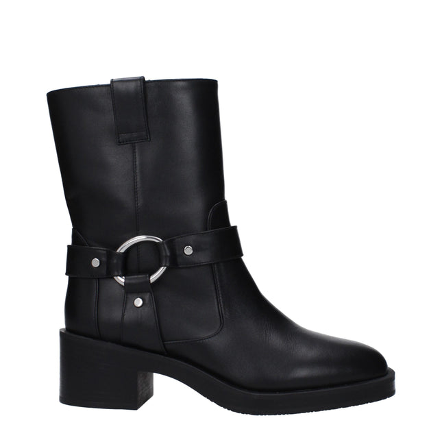 Stuart Weitzman Black Leather Ankle Boots