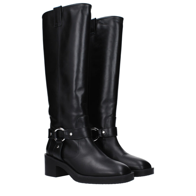 Stuart Weitzman Black Leather High Heel Boots