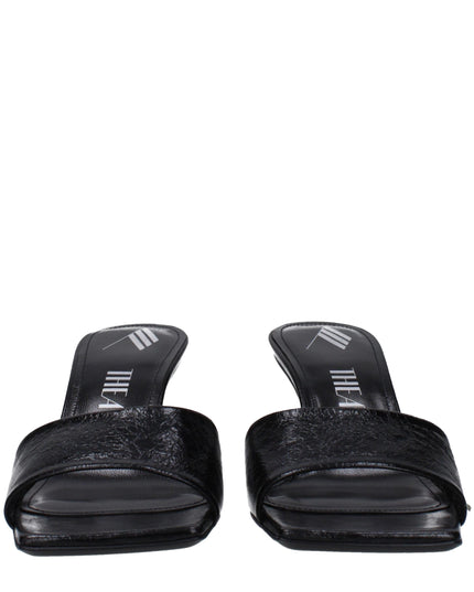 The Attico Black Leather Flat Sandals