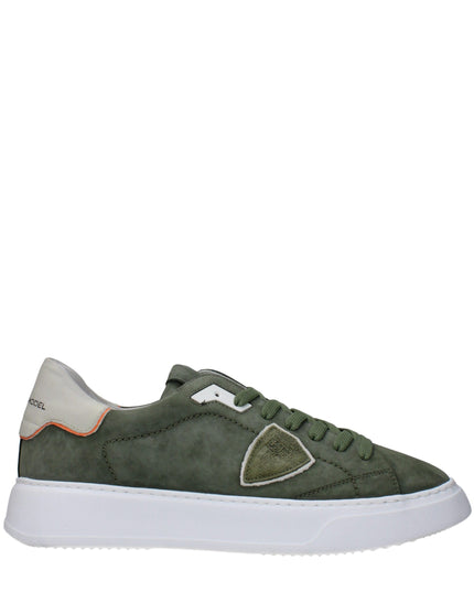 Philippe Model Green Leather Low Top Sneakers