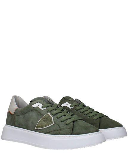 Philippe Model Green Leather Low Top Sneakers