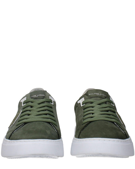 Philippe Model Green Leather Low Top Sneakers