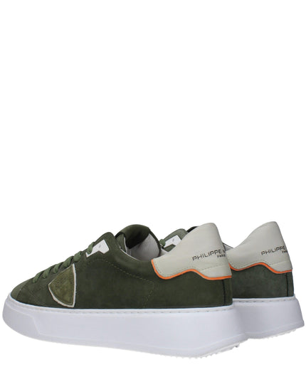 Philippe Model Green Leather Low Top Sneakers