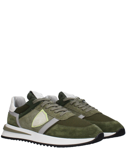 Philippe Model Green Leather Athletic Sneakers