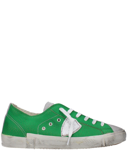 Philippe Model Green Leather Low Top Sneakers