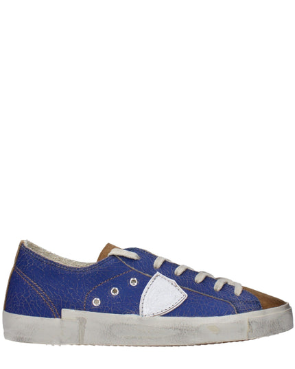 Philippe Model Blue Leather Low Top Sneakers