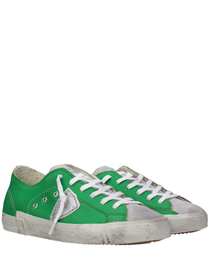Philippe Model Green Leather Low Top Sneakers