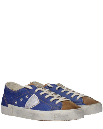 Philippe Model Blue Leather Low Top Sneakers