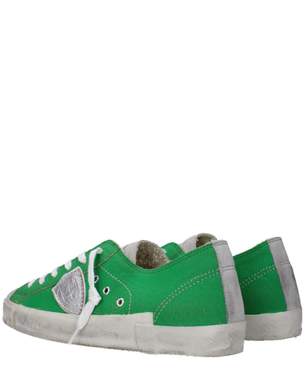 Philippe Model Green Leather Low Top Sneakers