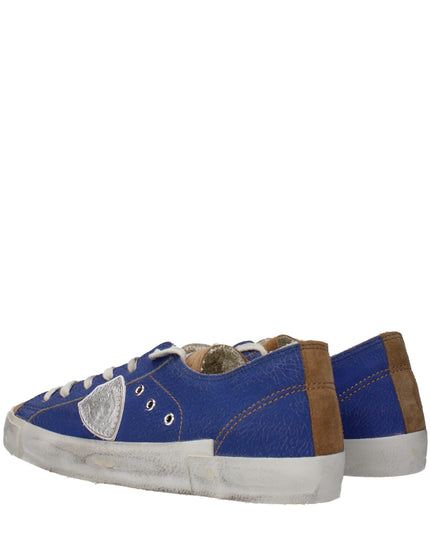 Philippe Model Blue Leather Low Top Sneakers