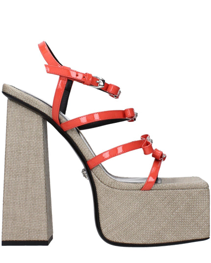 Versace Orange Leather Platform Sandals