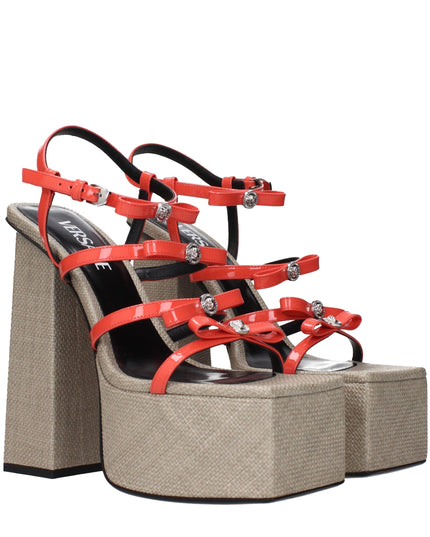 Versace Orange Leather Platform Sandals