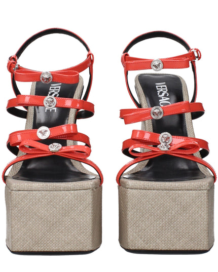 Versace Orange Leather Platform Sandals