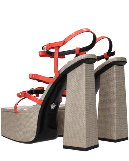 Versace Orange Leather Platform Sandals