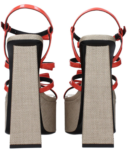 Versace Orange Leather Platform Sandals