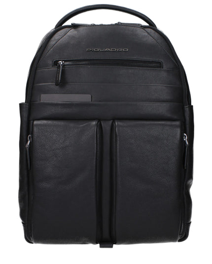 Piquadro Black Leather Backpack