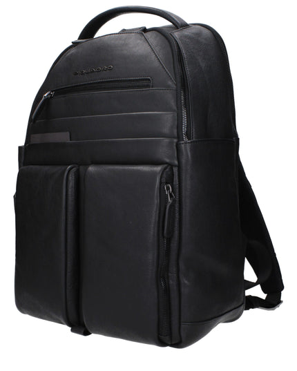 Piquadro Black Leather Backpack