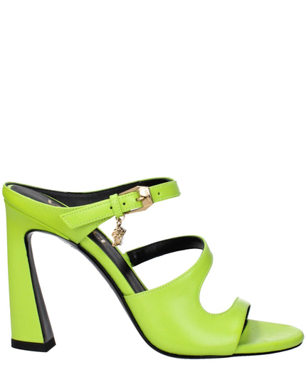 Versace Green Leather Stiletto Heel Sandals