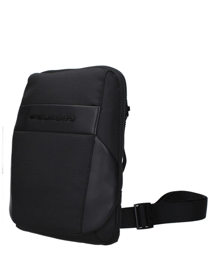 Piquadro Black Fabric Crossbody Bag