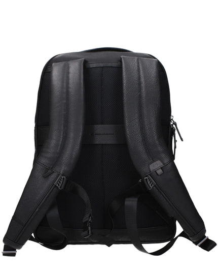 Piquadro Black Leather Backpack